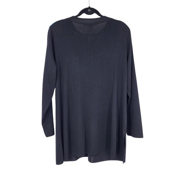 Misook Colorblock Shoulder Pad Button Split Hem Long Sleeve Sweater Size XL - Picture 4 of 4